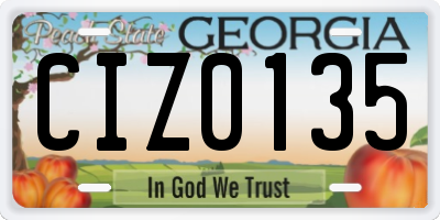 GA license plate CIZ0135