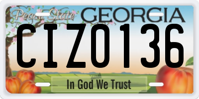 GA license plate CIZ0136