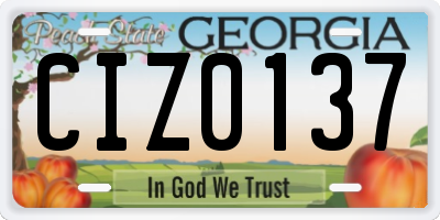 GA license plate CIZ0137