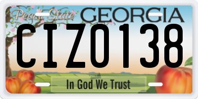 GA license plate CIZ0138