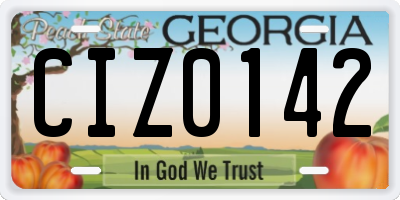 GA license plate CIZ0142
