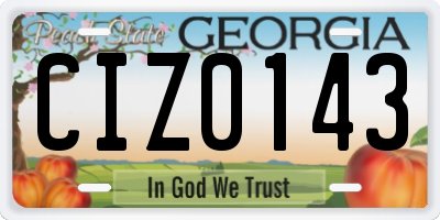 GA license plate CIZ0143