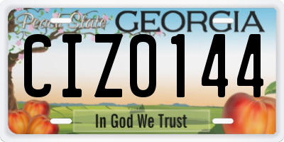 GA license plate CIZ0144