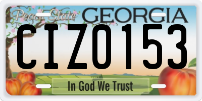 GA license plate CIZ0153