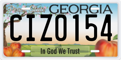 GA license plate CIZ0154