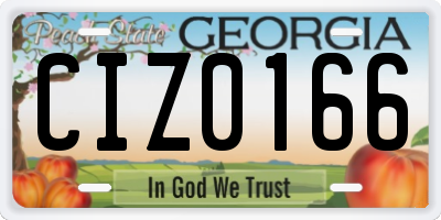 GA license plate CIZ0166