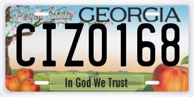 GA license plate CIZ0168
