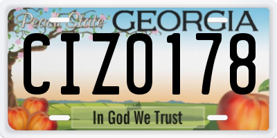 GA license plate CIZ0178