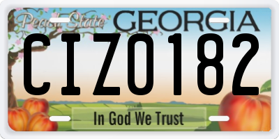 GA license plate CIZ0182