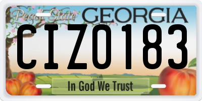GA license plate CIZ0183
