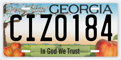 GA license plate CIZ0184
