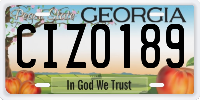 GA license plate CIZ0189
