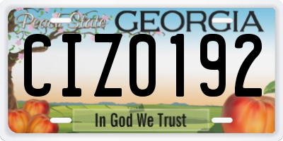 GA license plate CIZ0192