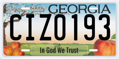 GA license plate CIZ0193