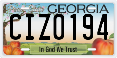 GA license plate CIZ0194