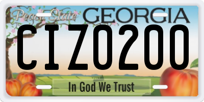 GA license plate CIZ0200