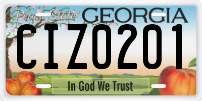 GA license plate CIZ0201