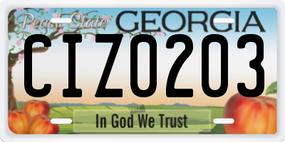 GA license plate CIZ0203