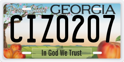GA license plate CIZ0207