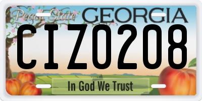GA license plate CIZ0208