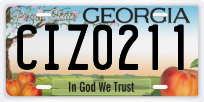 GA license plate CIZ0211