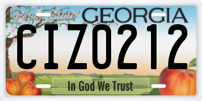 GA license plate CIZ0212