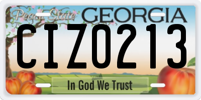 GA license plate CIZ0213