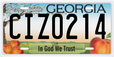 GA license plate CIZ0214