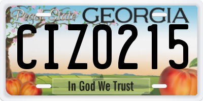 GA license plate CIZ0215