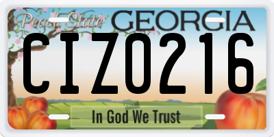 GA license plate CIZ0216