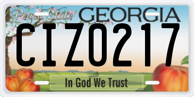 GA license plate CIZ0217