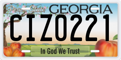 GA license plate CIZ0221