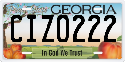 GA license plate CIZ0222