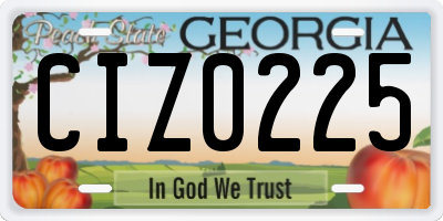 GA license plate CIZ0225