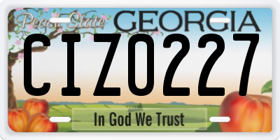 GA license plate CIZ0227