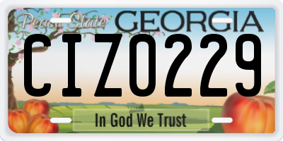 GA license plate CIZ0229