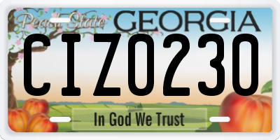 GA license plate CIZ0230