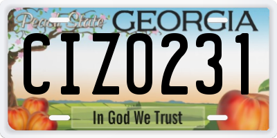 GA license plate CIZ0231