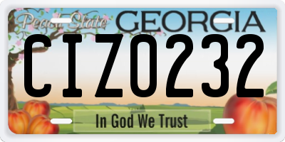 GA license plate CIZ0232