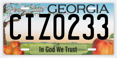 GA license plate CIZ0233