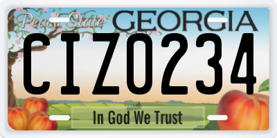 GA license plate CIZ0234