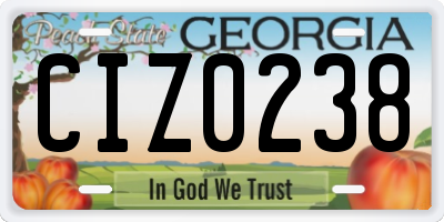 GA license plate CIZ0238