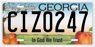 GA license plate CIZ0247