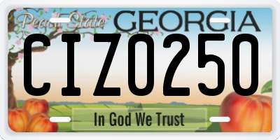 GA license plate CIZ0250