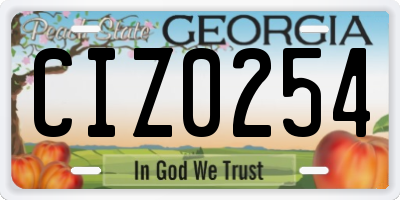 GA license plate CIZ0254