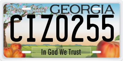 GA license plate CIZ0255
