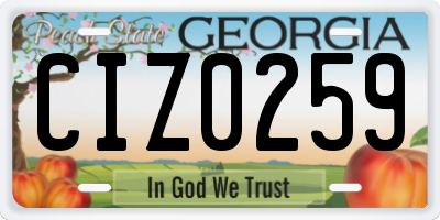 GA license plate CIZ0259