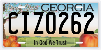 GA license plate CIZ0262