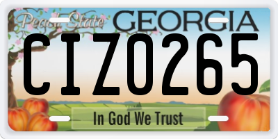 GA license plate CIZ0265