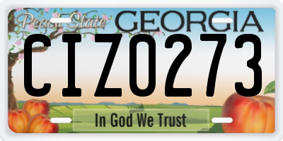 GA license plate CIZ0273
